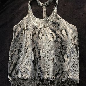 APT.9 print top XL with beads n rhinestones